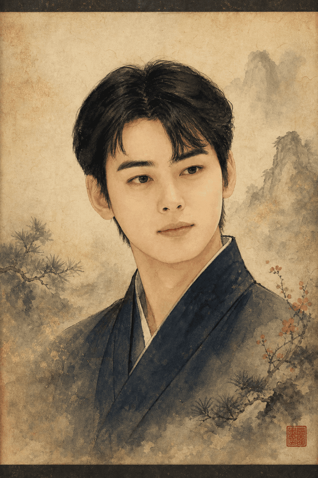차은우 (이동민) 한국화 인물 초상