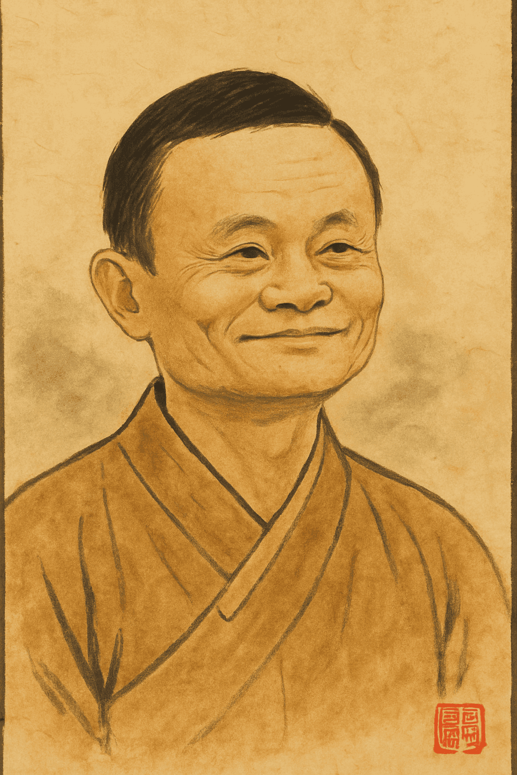 마윈 한국화 인물 초상