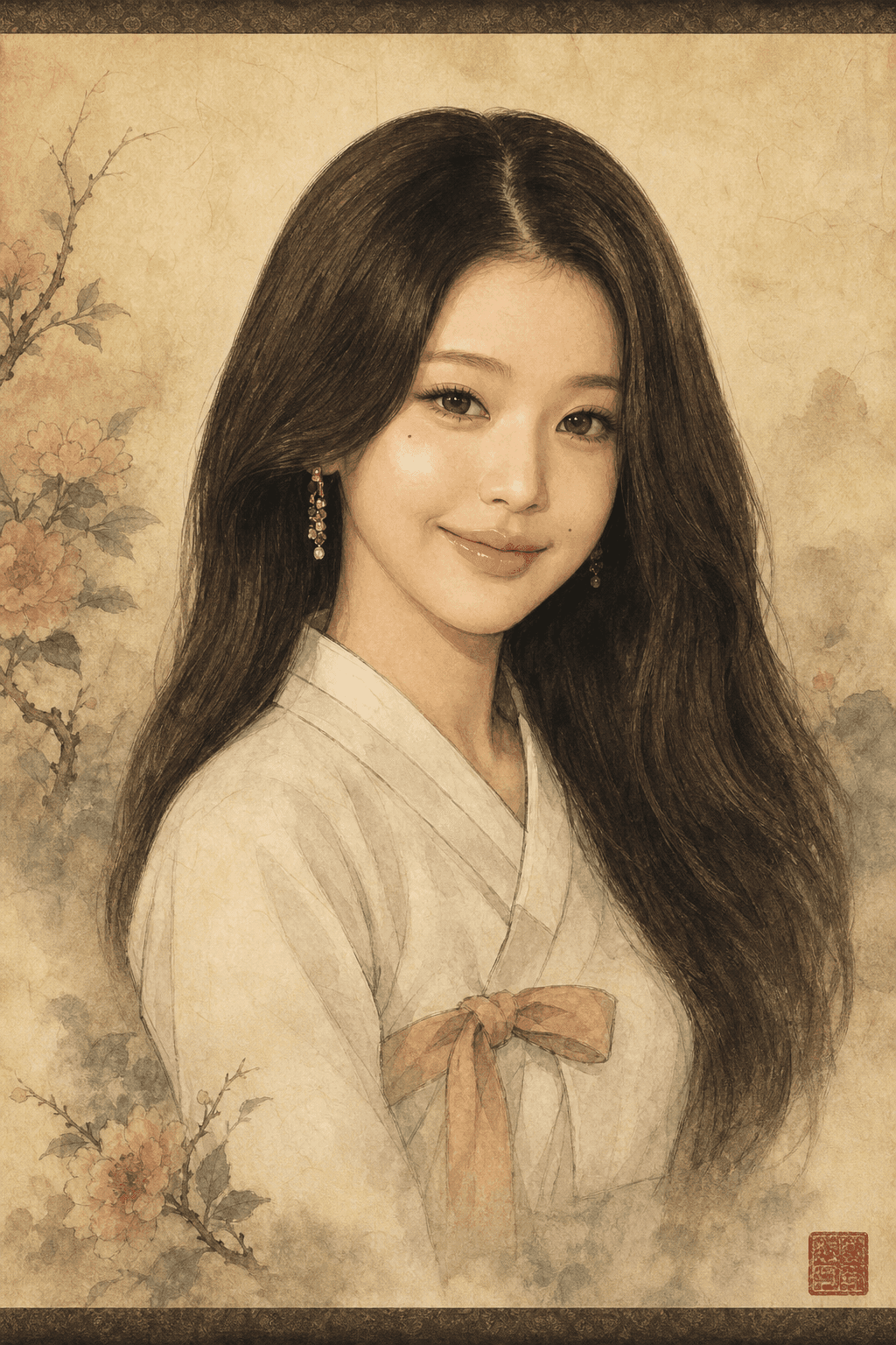 IVE 장원영 한국화 인물 초상