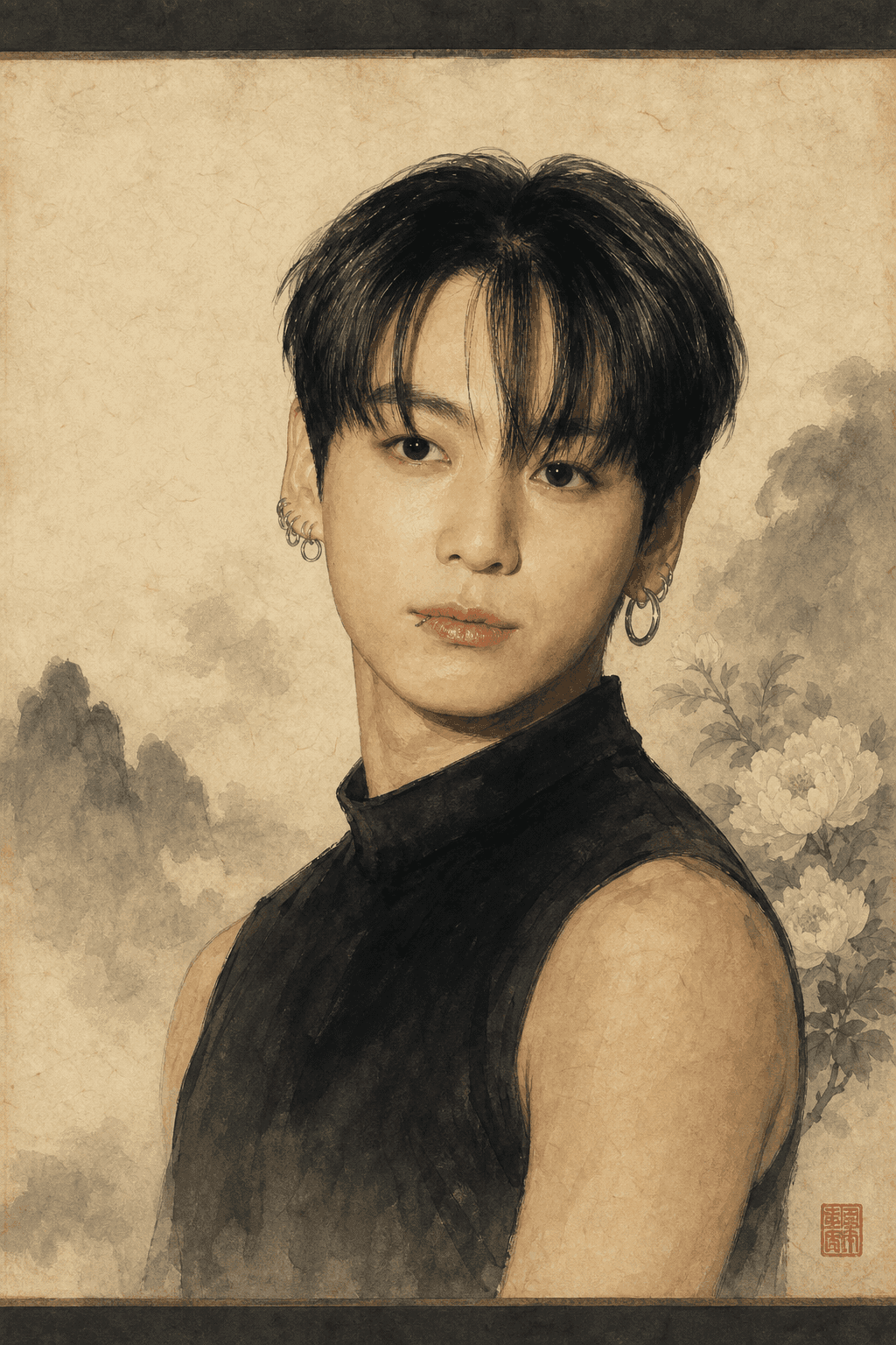 BTS 정국 (전정국) 한국화 인물 초상