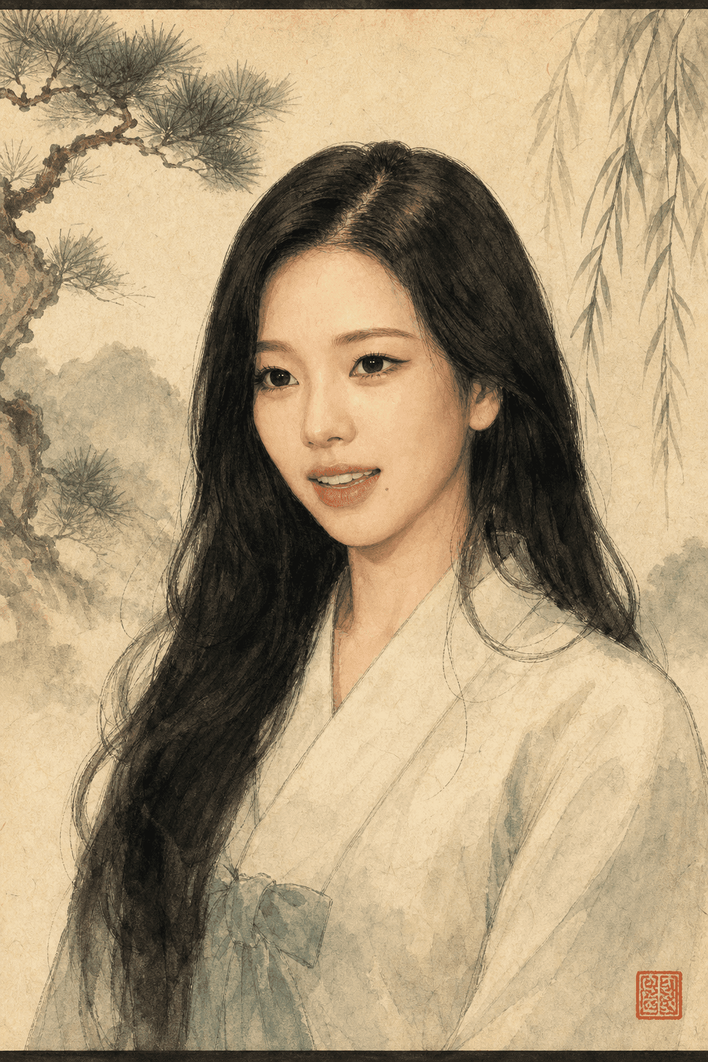 aespa 카리나 (유지민) 한국화 인물 초상