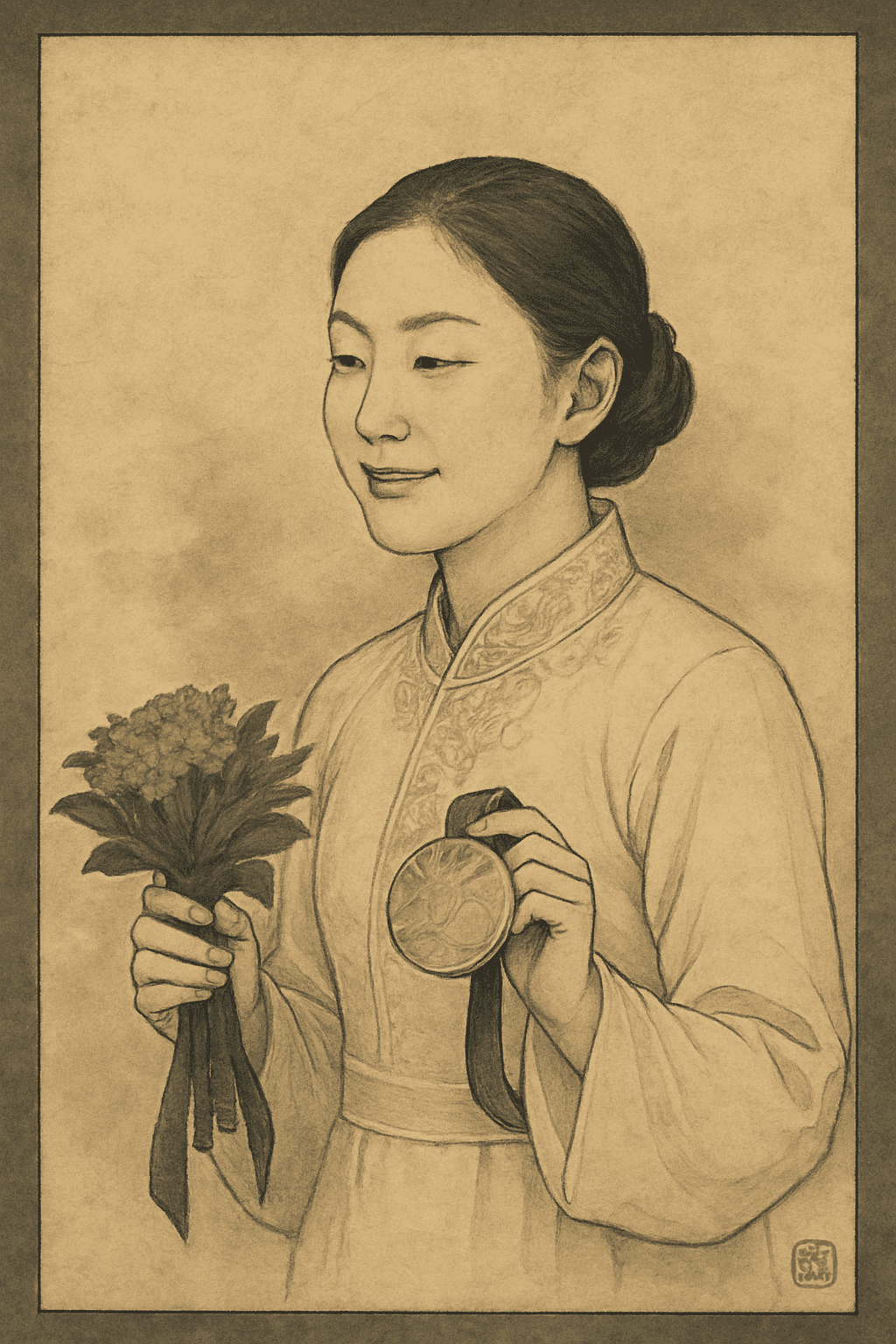 김연아 한국화 인물 초상
