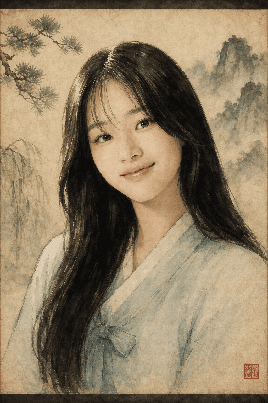 NewJeans 민지 (김민지) 한국화 인물 초상