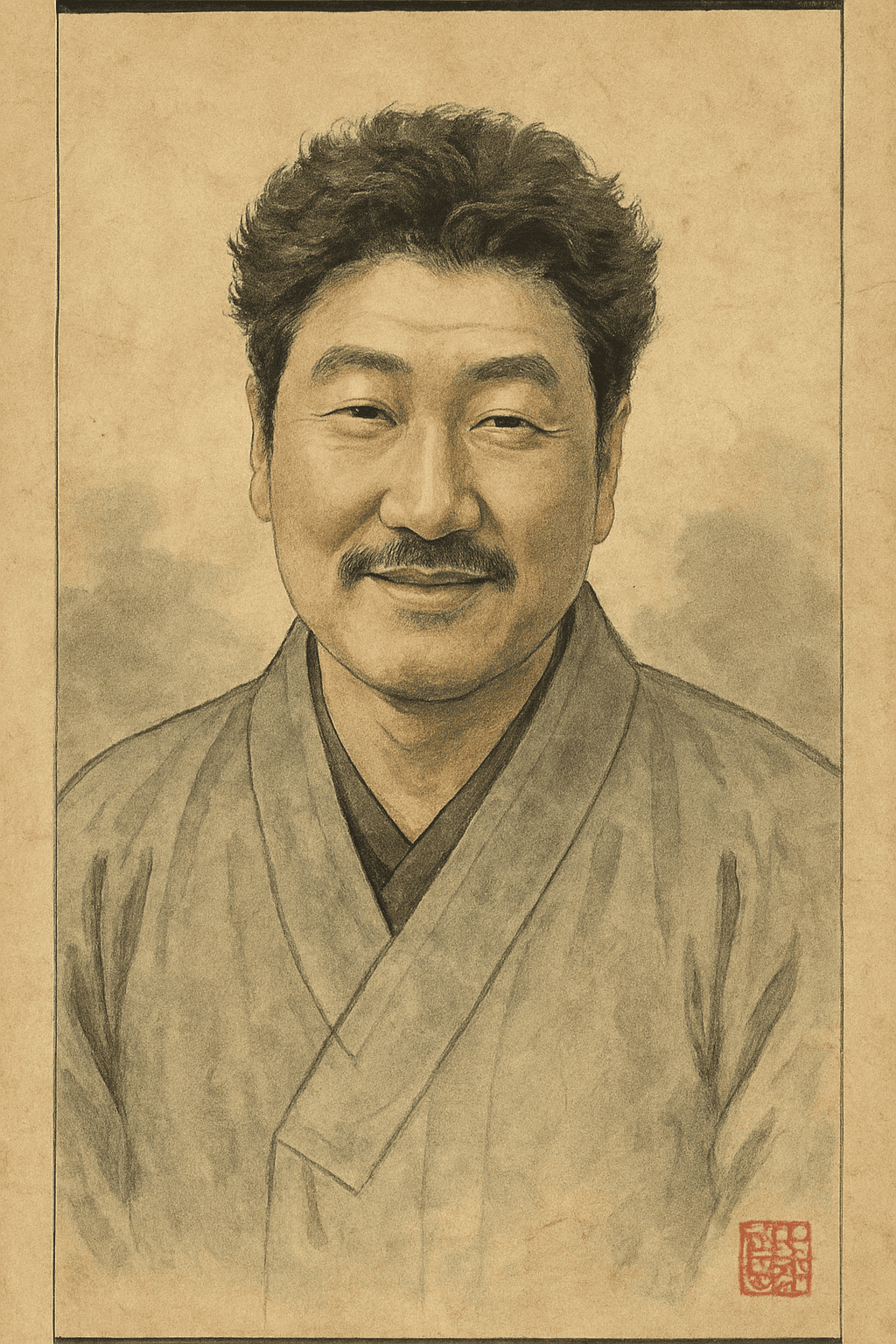 송강호 한국화 인물 초상