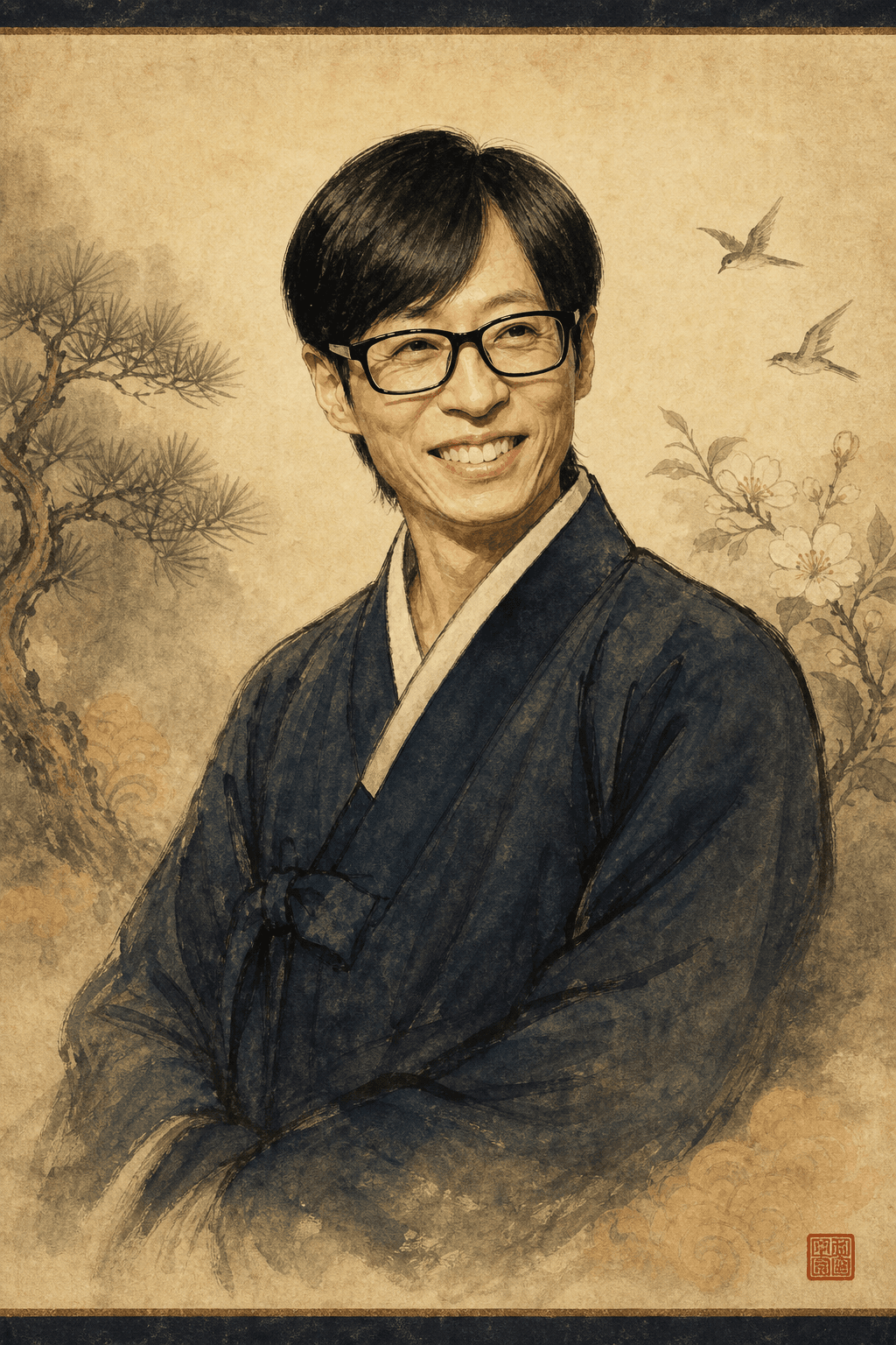 유재석 한국화 인물 초상